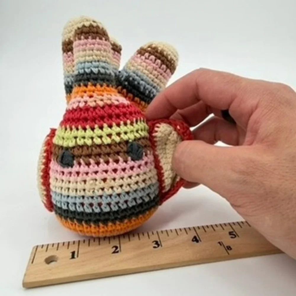 Anne-Claire Petit Crochet Elephant Stuffed Animal Multicolor Striped Knit Toy